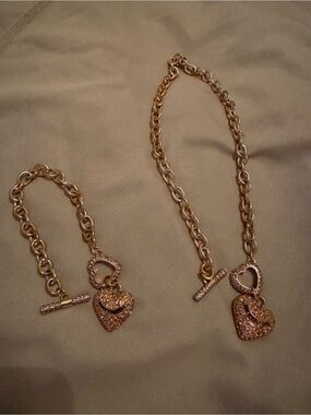 Juicy Couture Gold-Tone Heart Charm Bracelet Duo with Pavé Accents